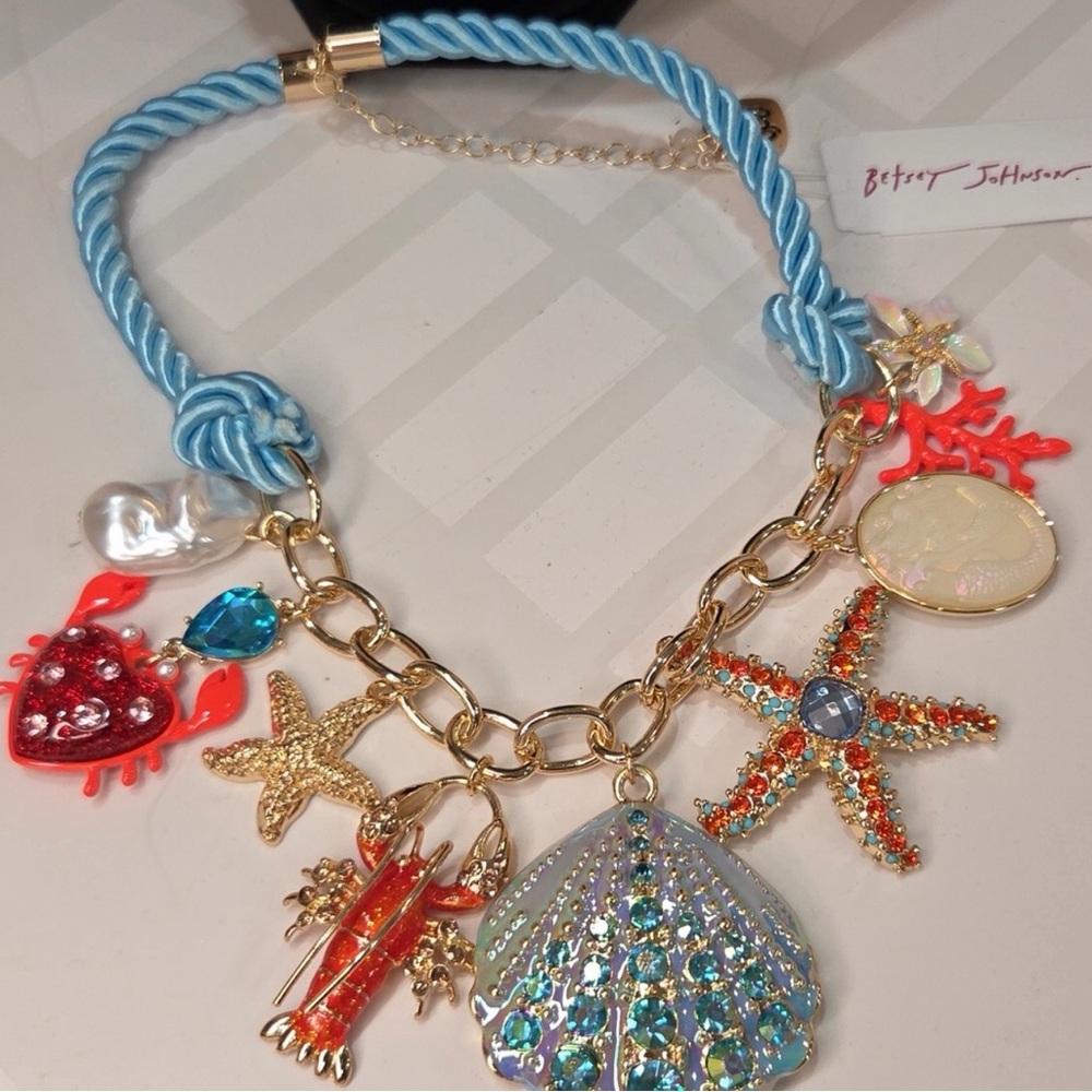 Betsey Johnson Sea Life Charms Rope and Chain Necklace - Picture 3 of 6